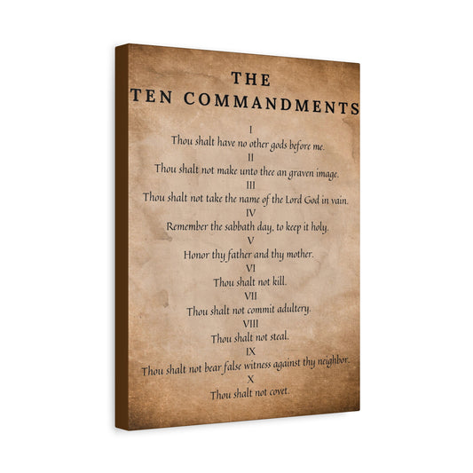 Scripture Canvas 10 Commandments Brown Christian Wall Art Bible Verse Print Ready to Hang