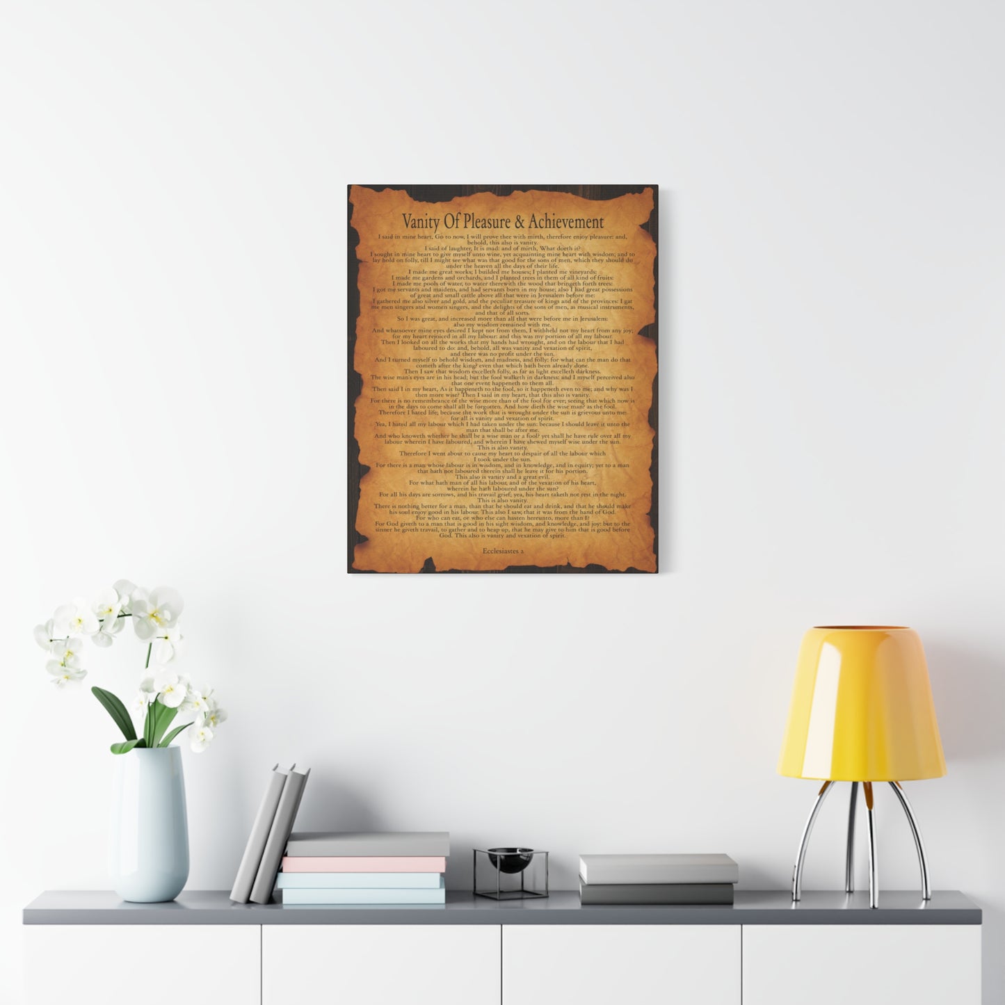 Scripture Walls Vanity Of Pleasure & Achievement Ecclesiastes 2 Gold Brown Bible Verse Canvas Christian Wall Art Ready to Hang