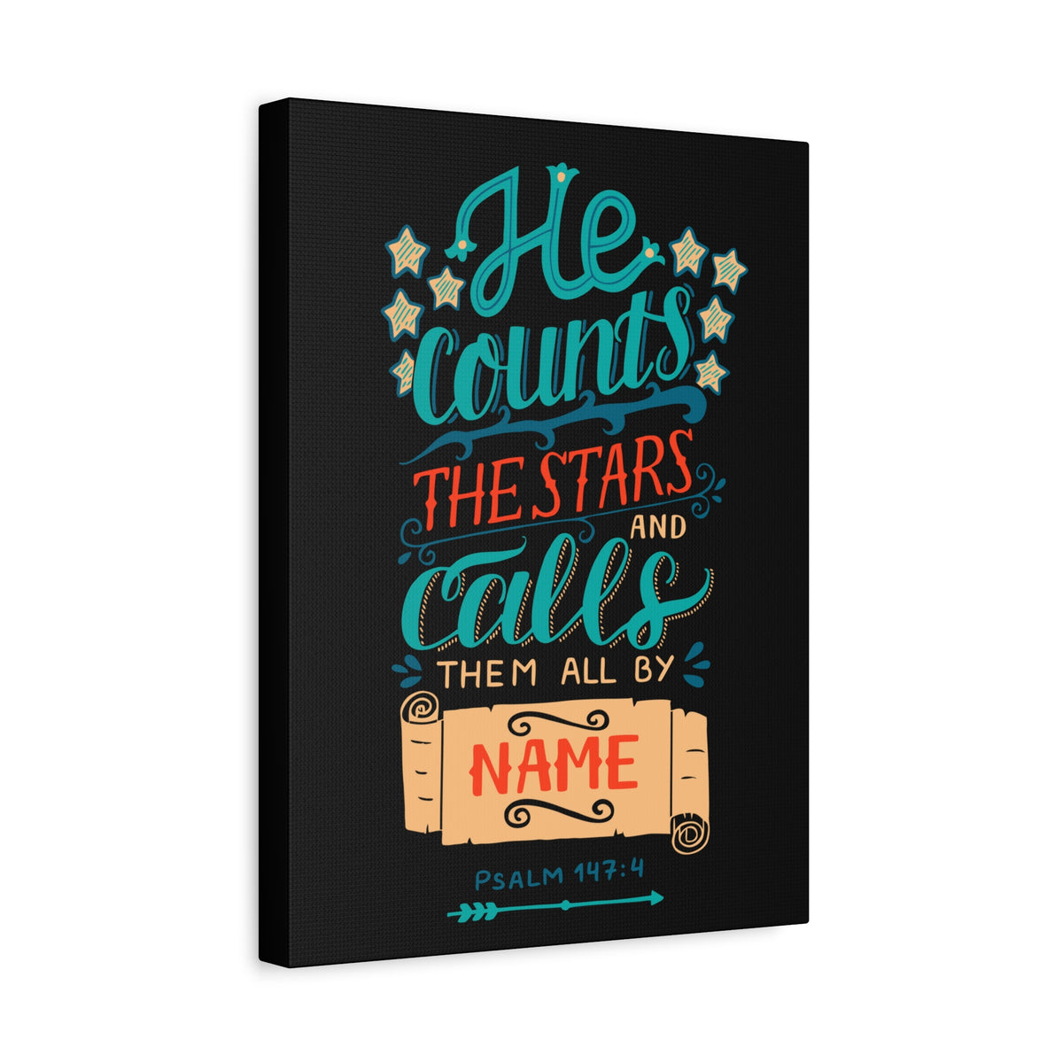 Scripture Canvas He Counts The Stars Psalm 147:4 Christian Wall Art Bible Verse Print Ready to Hang
