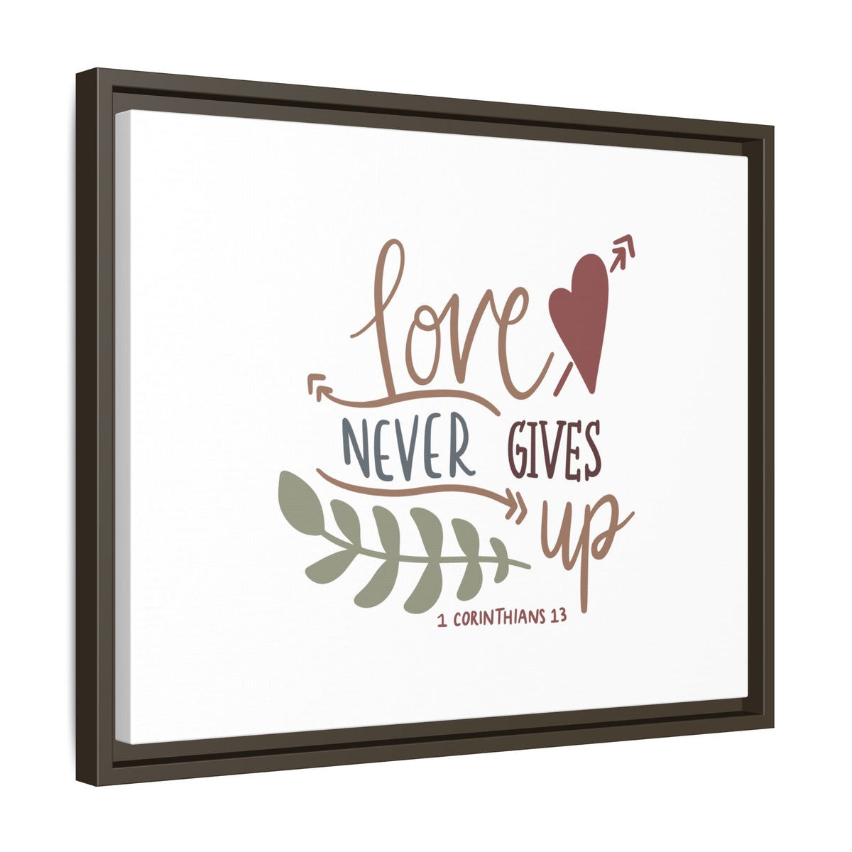 Scripture Canvas Love Never Gives Up 1 Corinthians 13 Christian Wall Art Bible Verse Print Ready to Hang