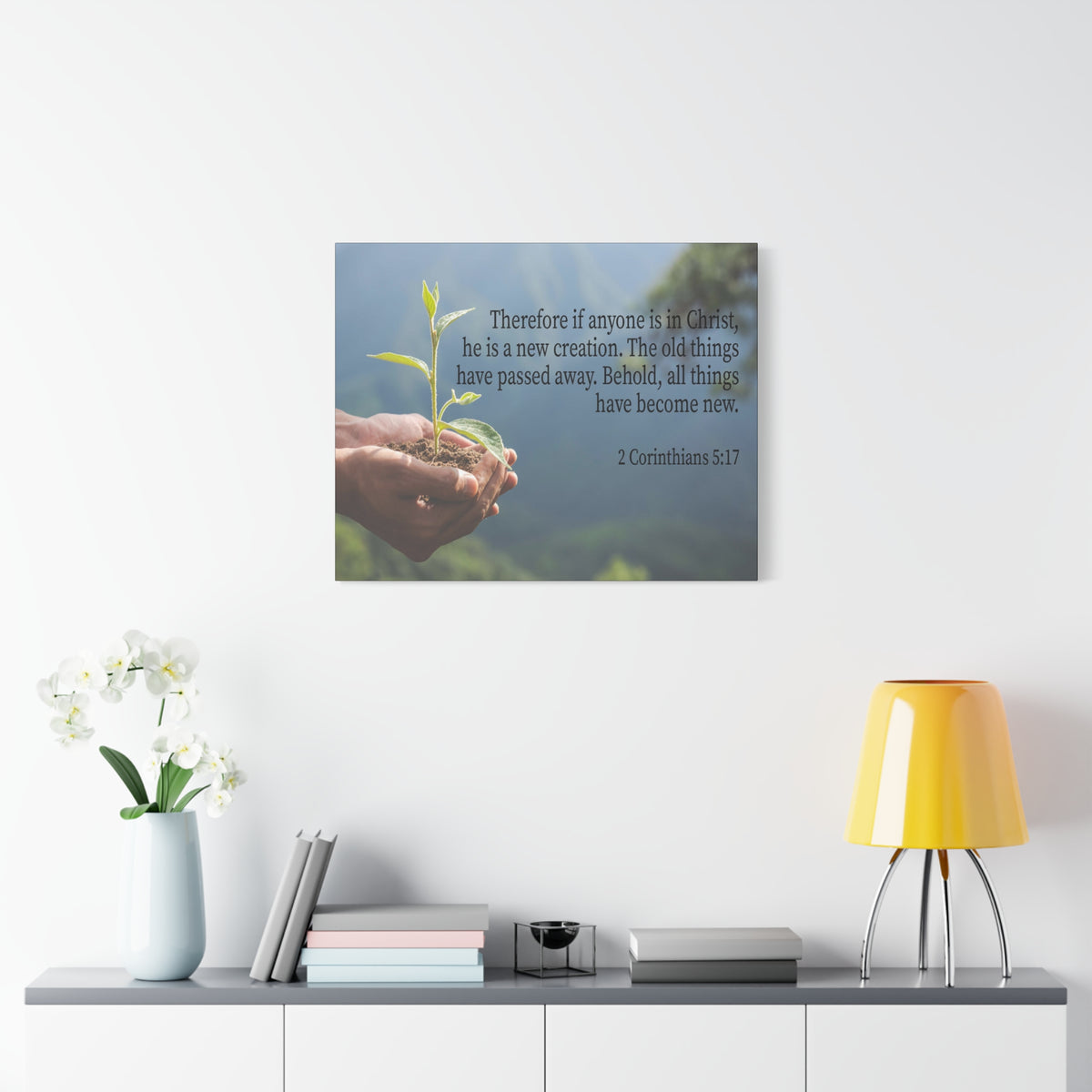Scripture Canvas Anyone is a New Creation 2 Corinthians 5:17 Christian Wall Art Bible Verse Print Ready to Hang