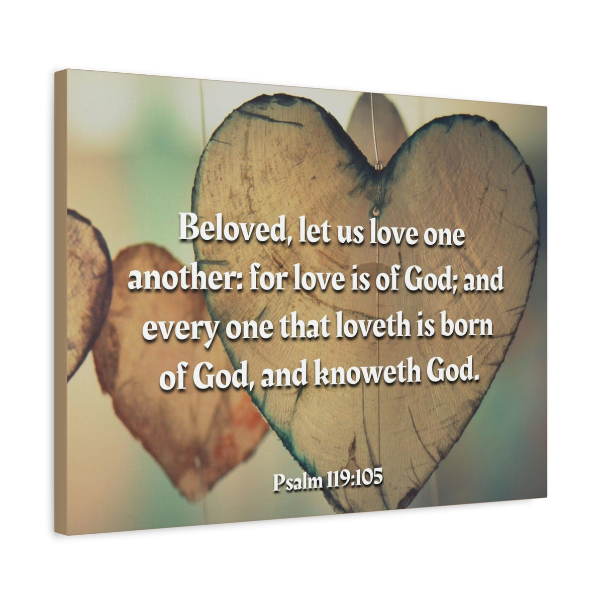 Scripture Canvas Love One Another 1 John 4:7 Christian Wall Art Bible Verse Print Ready to Hang