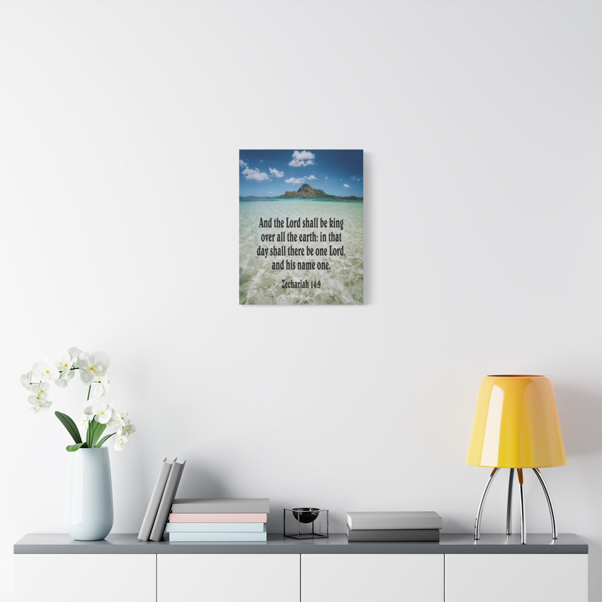 Scripture Canvas The Lord Shall Be King Zechariah 14:9 Christian Wall Art Bible Verse Print Ready to Hang