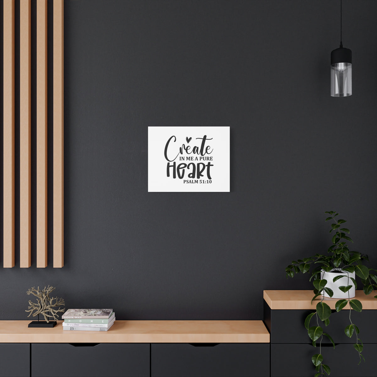 Scripture Canvas Pure Heart Psalm 51:10 Christian Wall Art Bible Verse Print Ready to Hang