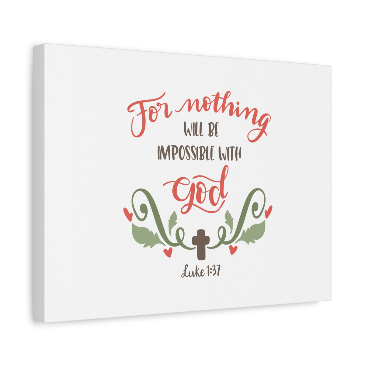 Scripture Canvas Nothing Impossible With God Luke 1:37 Christian Wall Art Bible Verse Print Ready to Hang
