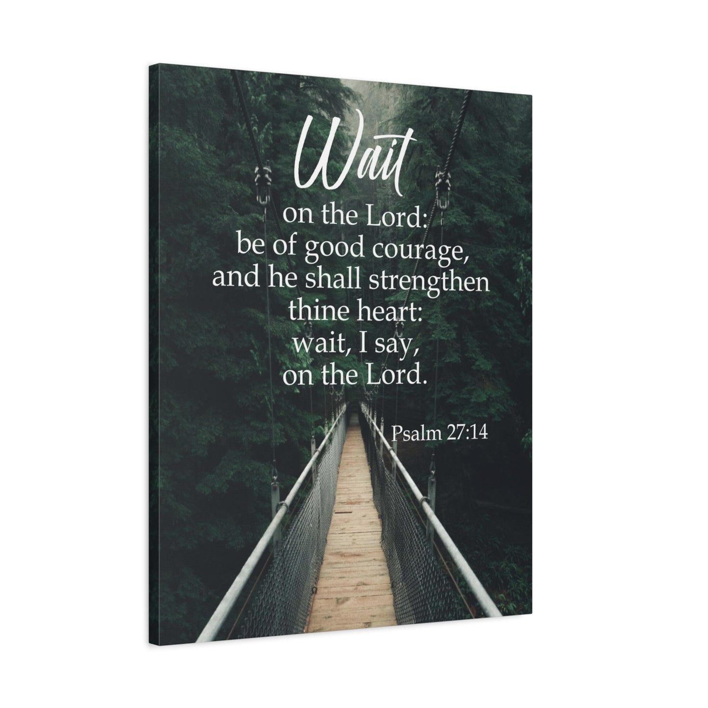 Bible Verse Canvas Wait on the Lord Psalm 27:14 Wall Art Christian Home Decor