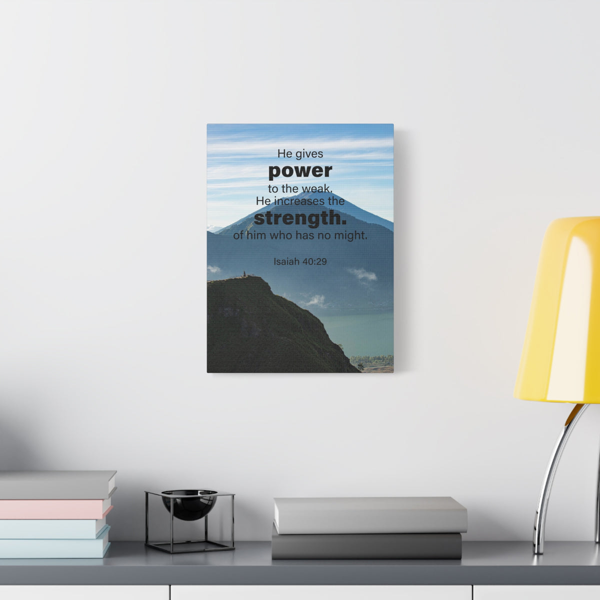 Scripture Canvas Power to the Weak Isaiah 40:29 Christian Wall Art Bible Verse Print Ready to Hang