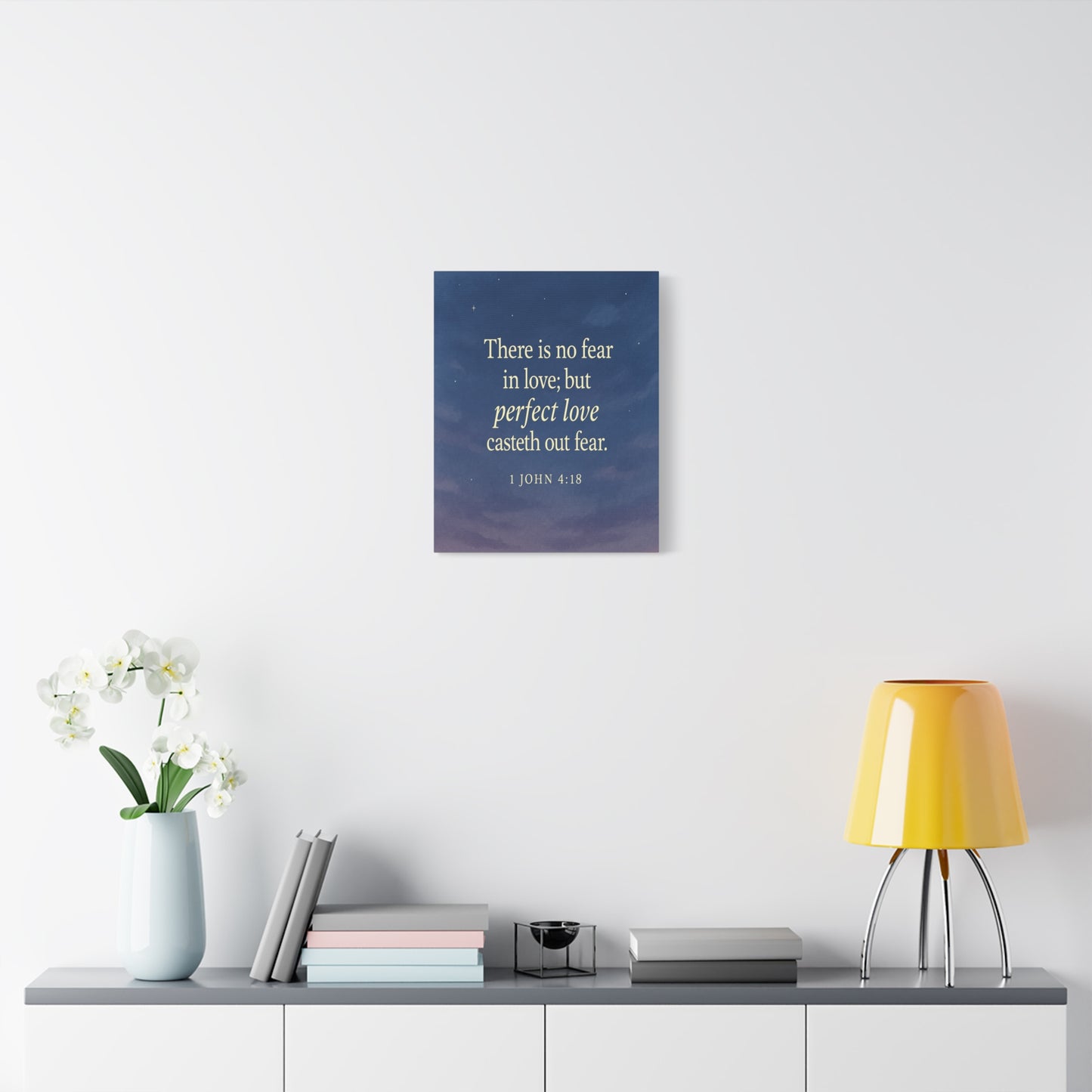 Bible Verse Canvas 1 John 4:18 Christian Home Décor Wall Art Scripture Ready to Hang Faith Print