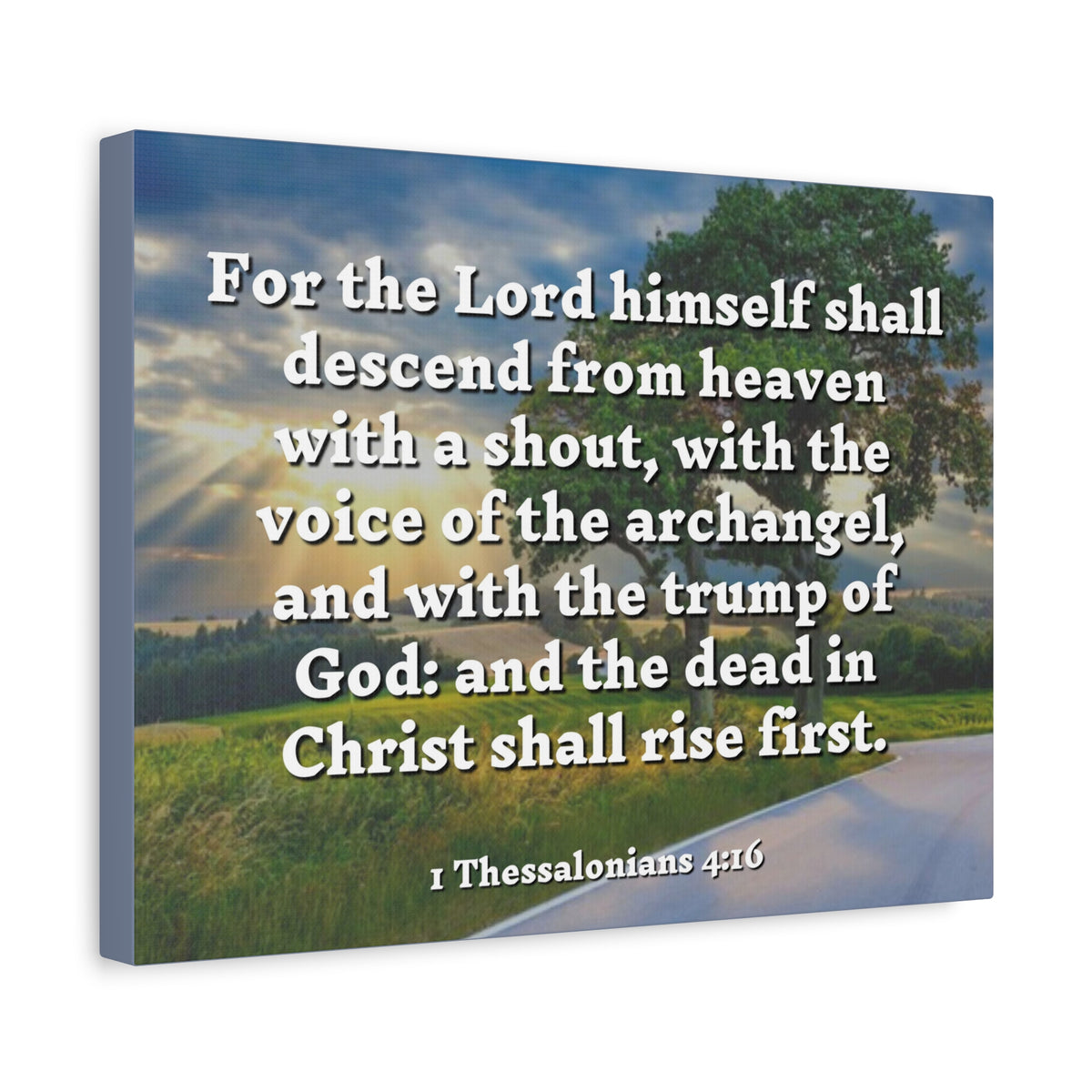 Scripture Canvas Rise 1 Thessalonians 4:16 Christian Wall Art Bible Verse Print Ready to Hang