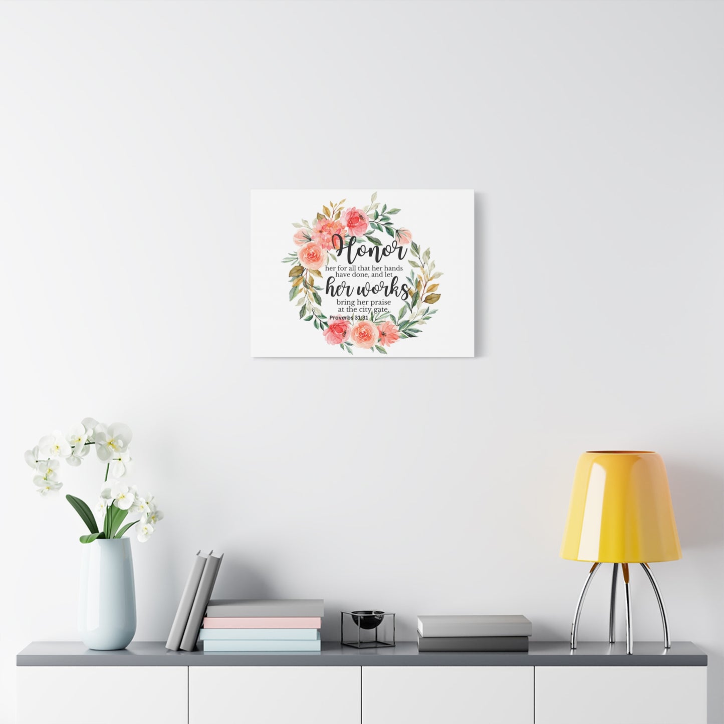 Scripture Walls Proverbs 31:31 Honor Her Works Bible Verse Canvas Christian Wall Art Ready to Hang Unframed