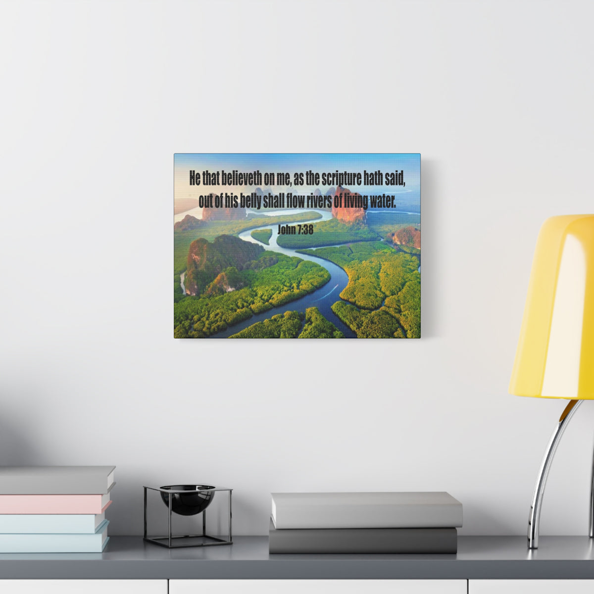 Scripture Canvas Living Water John 7:38 Christian Wall Art Bible Verse Print Ready to Hang