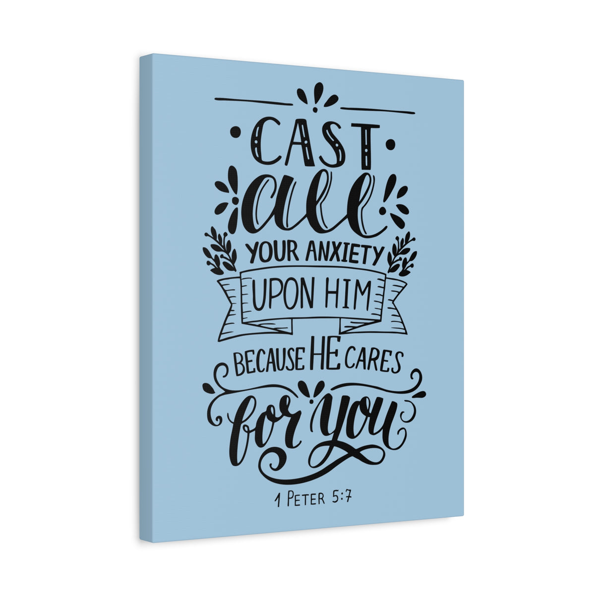 Scripture Canvas He Cares For You 1 Peter 5:7 Christian Wall Art Bible Verse Print Ready to Hang