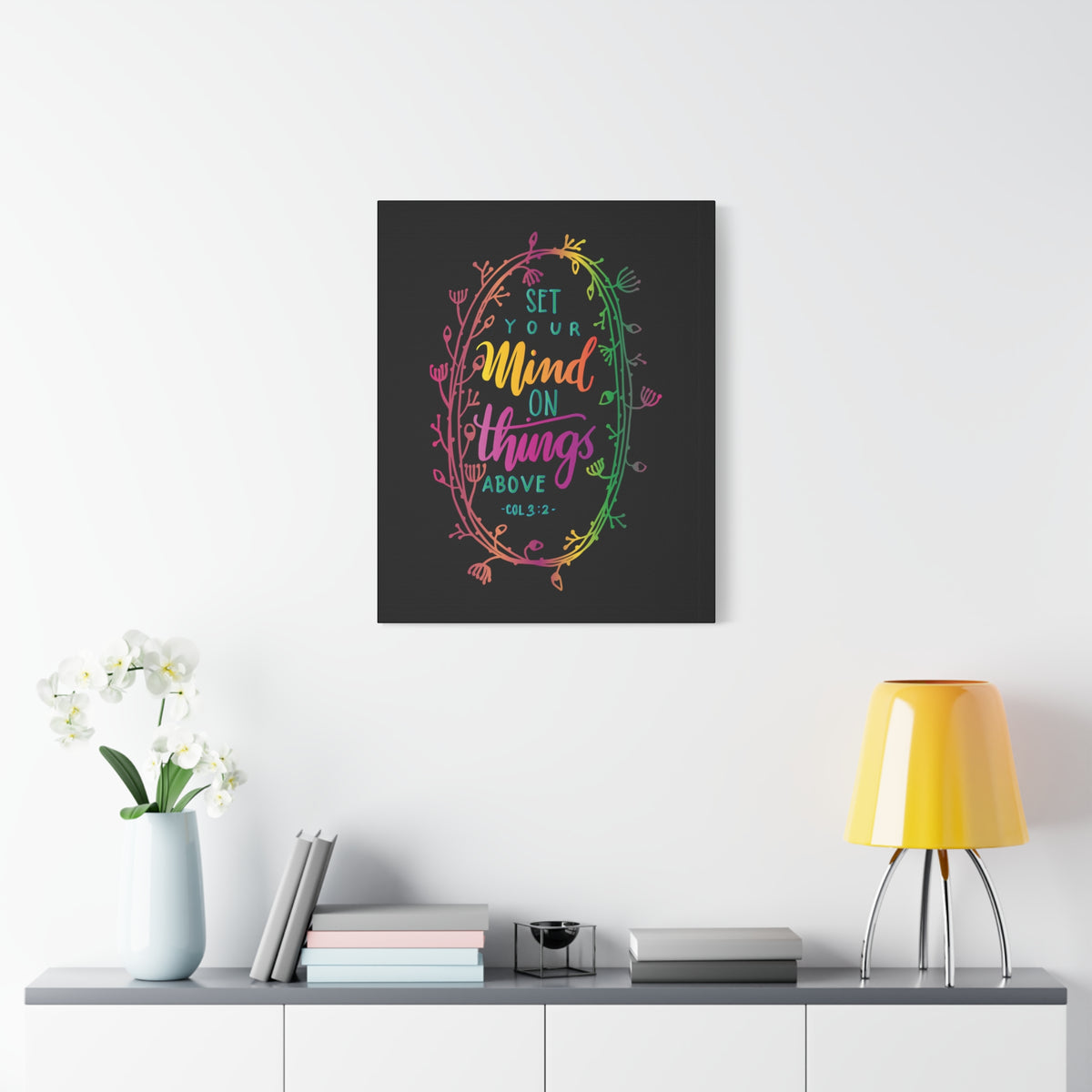 Scripture Canvas Things Above Col 3:2 Christian Wall Art Bible Verse Print Ready to Hang