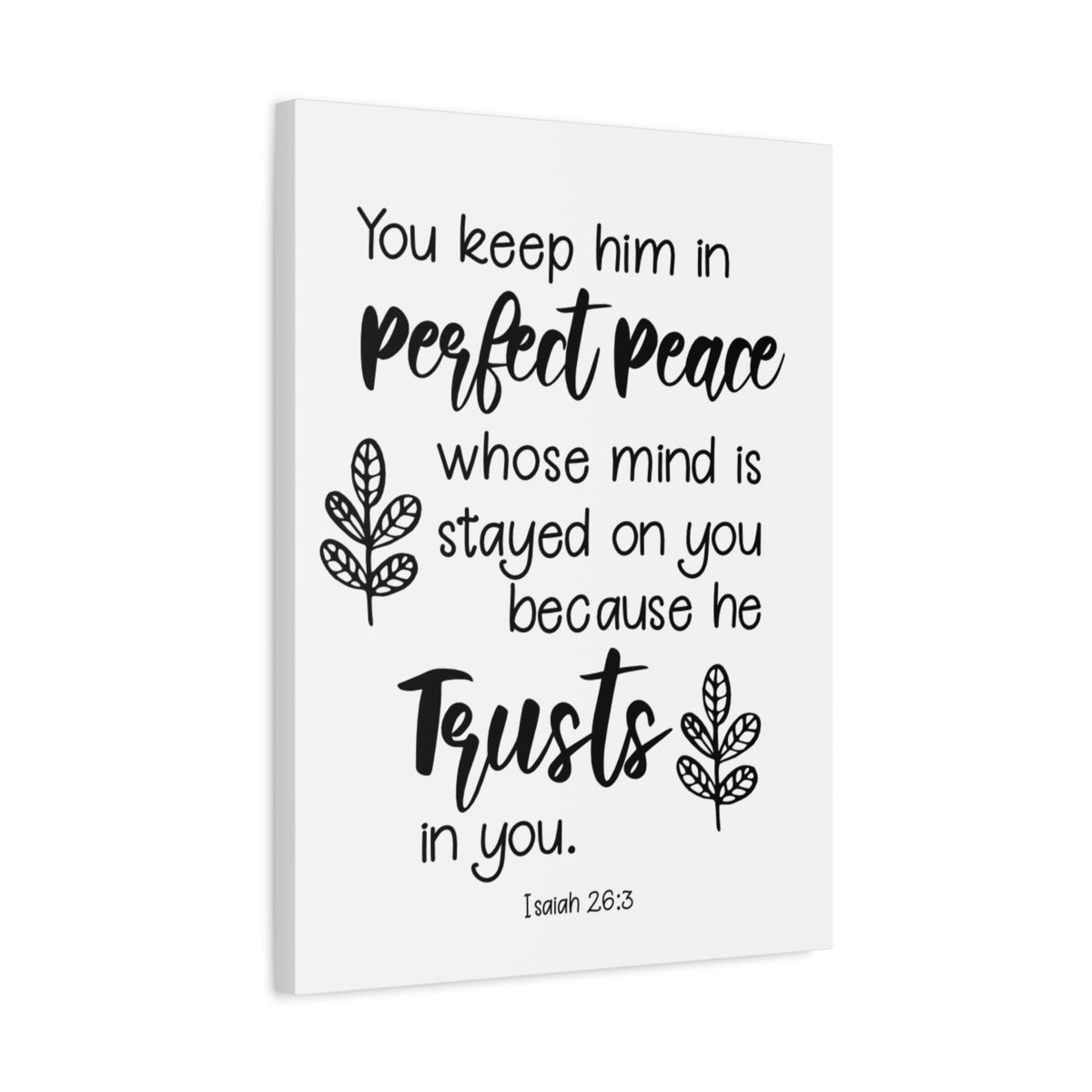 Scripture Canvas Perfect Peace Isaiah 26:3 Christian Wall Art Bible Verse Print Ready to Hang