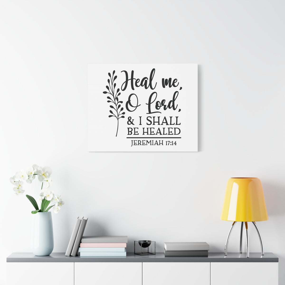 Scripture Canvas Shall Be Healed Jeremiah 17:14 Christian Wall Art Bible Verse Print Ready to Hang