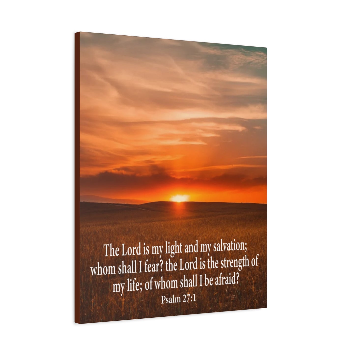 Bible Verse Canvas Lord is My Salvation Psalm 27:1 Christian Wall Décor Scripture Art Ready to Hang