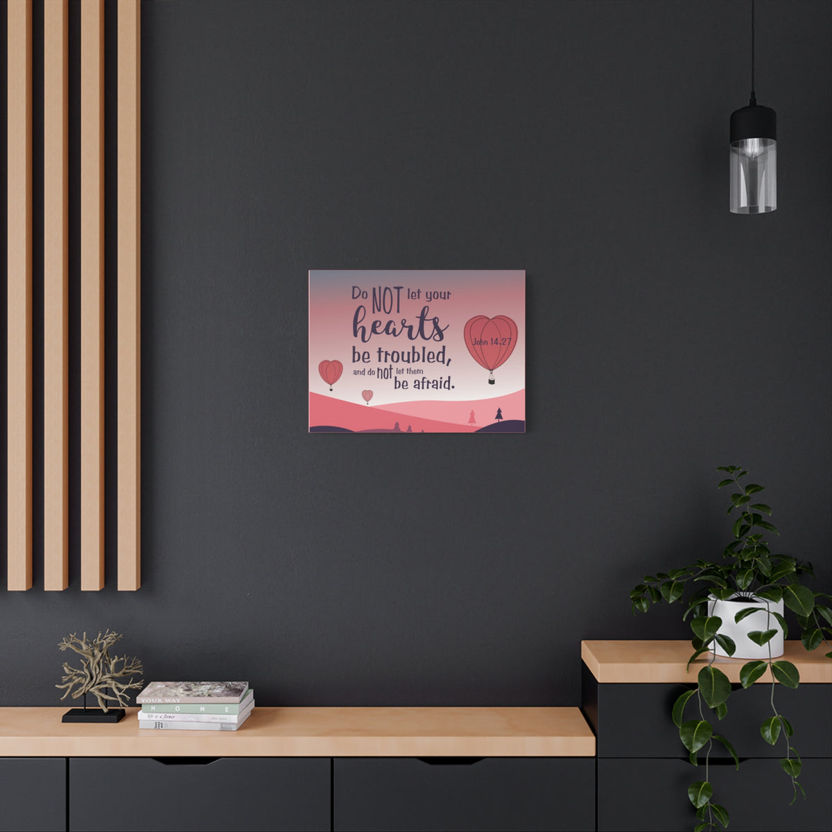 Scripture Canvas Your Hearts Pink John 14:27 Christian Wall Art Bible Verse Print Ready to Hang