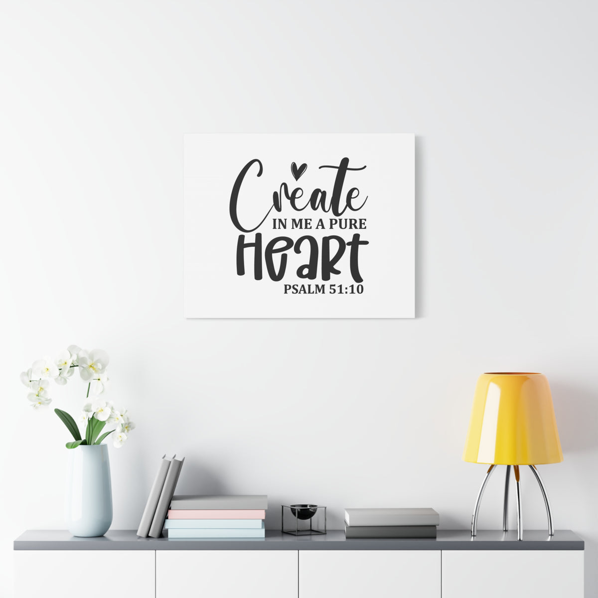 Scripture Canvas Pure Heart Psalm 51:10 Christian Wall Art Bible Verse Print Ready to Hang