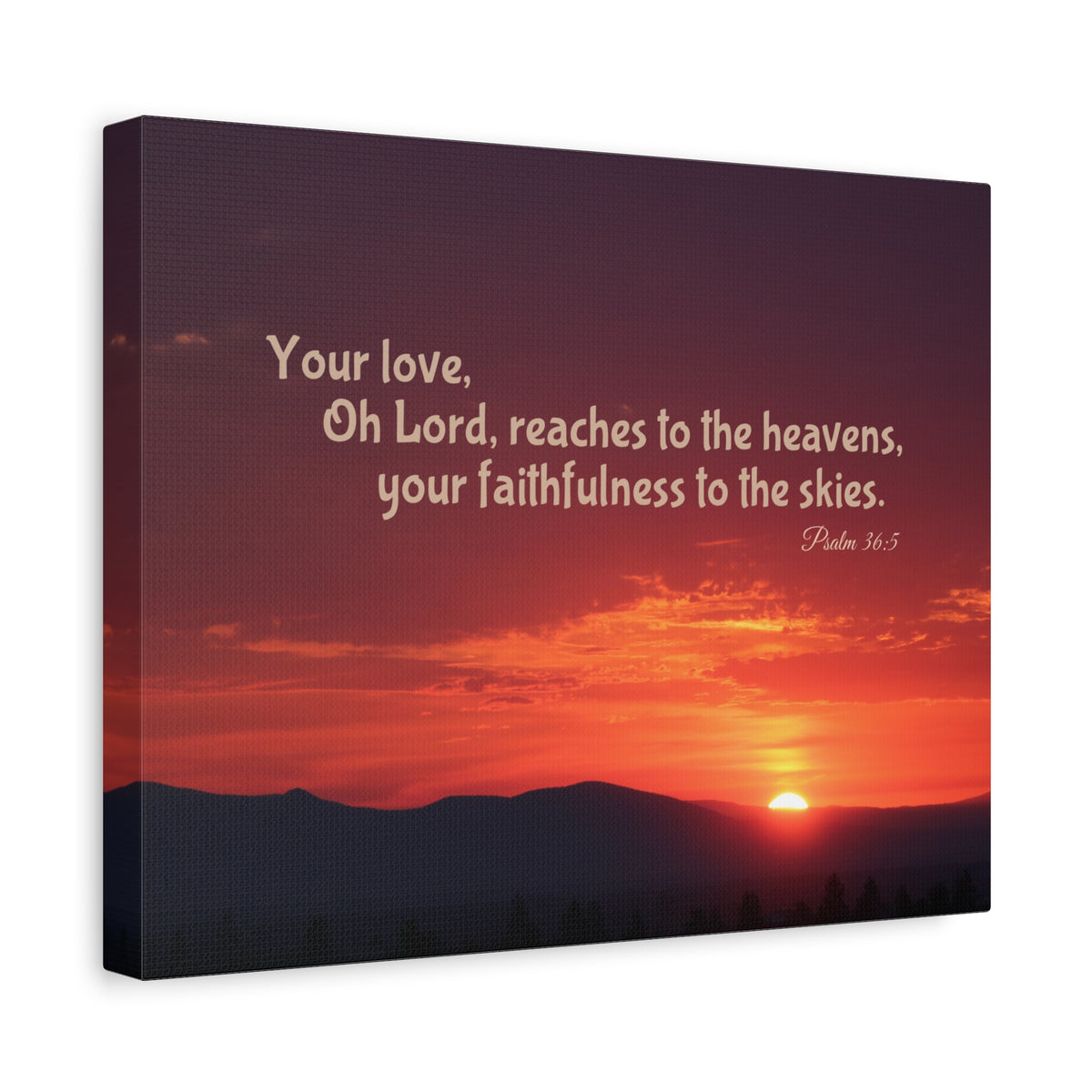 Scripture Canvas Reaches To The Heavens Psalm 36:5 Christian Wall Art Bible Verse Print Ready to Hang
