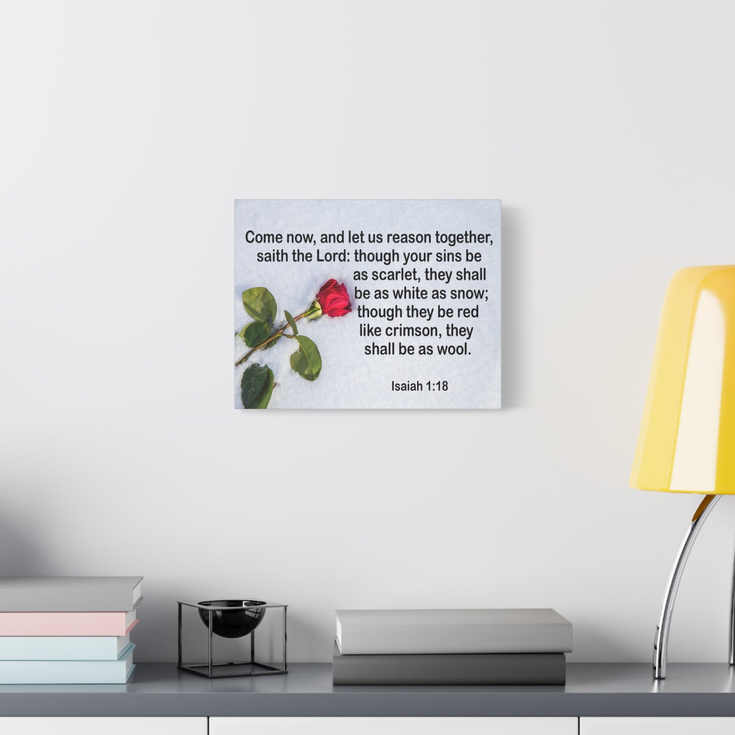 Bible Verse Canvas Come Now Isaiah 1:18 Christian Home Décor Wall Art Scripture Ready to Hang Faith Print