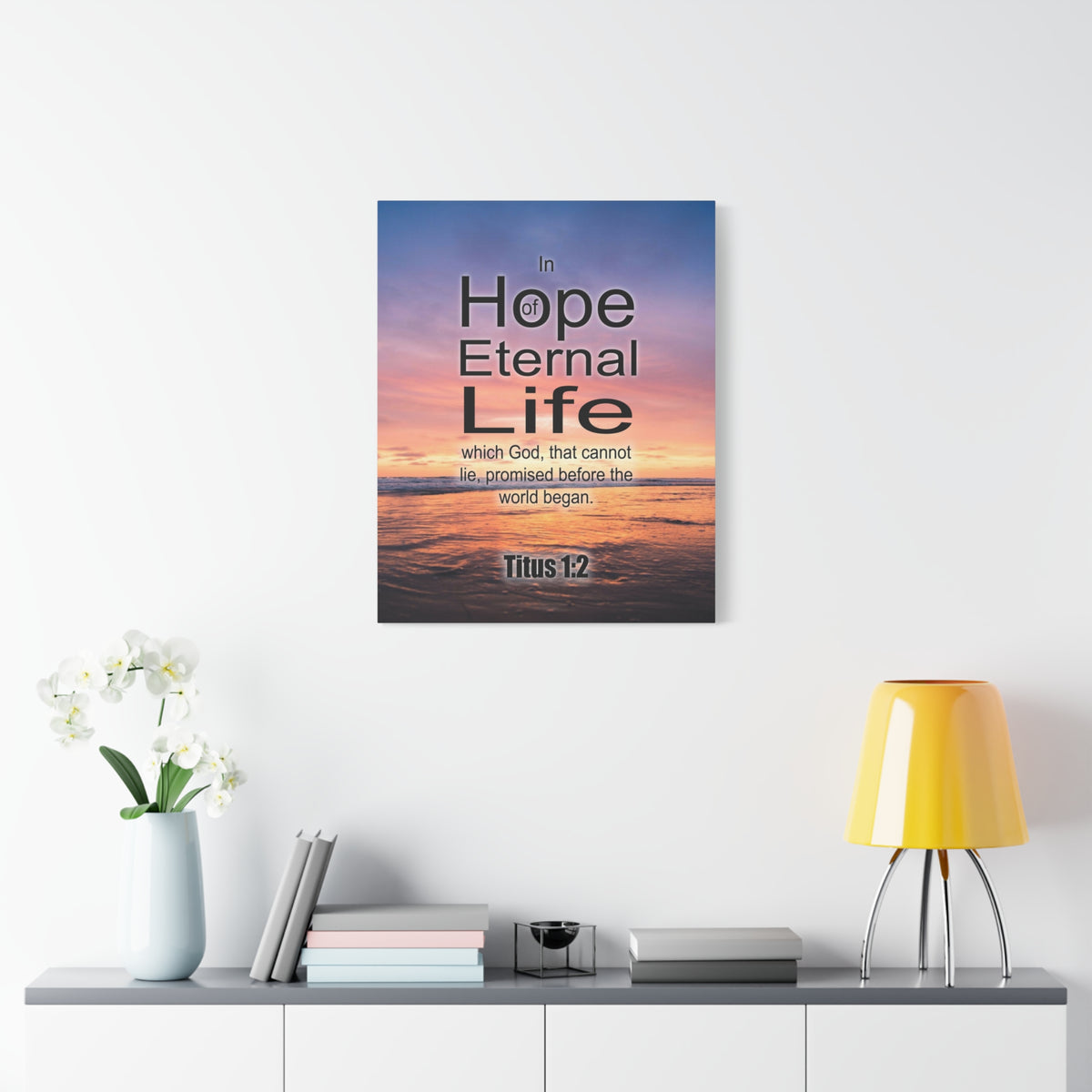 Scripture Canvas Eternal Life Titus 1:2 Christian Wall Art Bible Verse Print Ready to Hang
