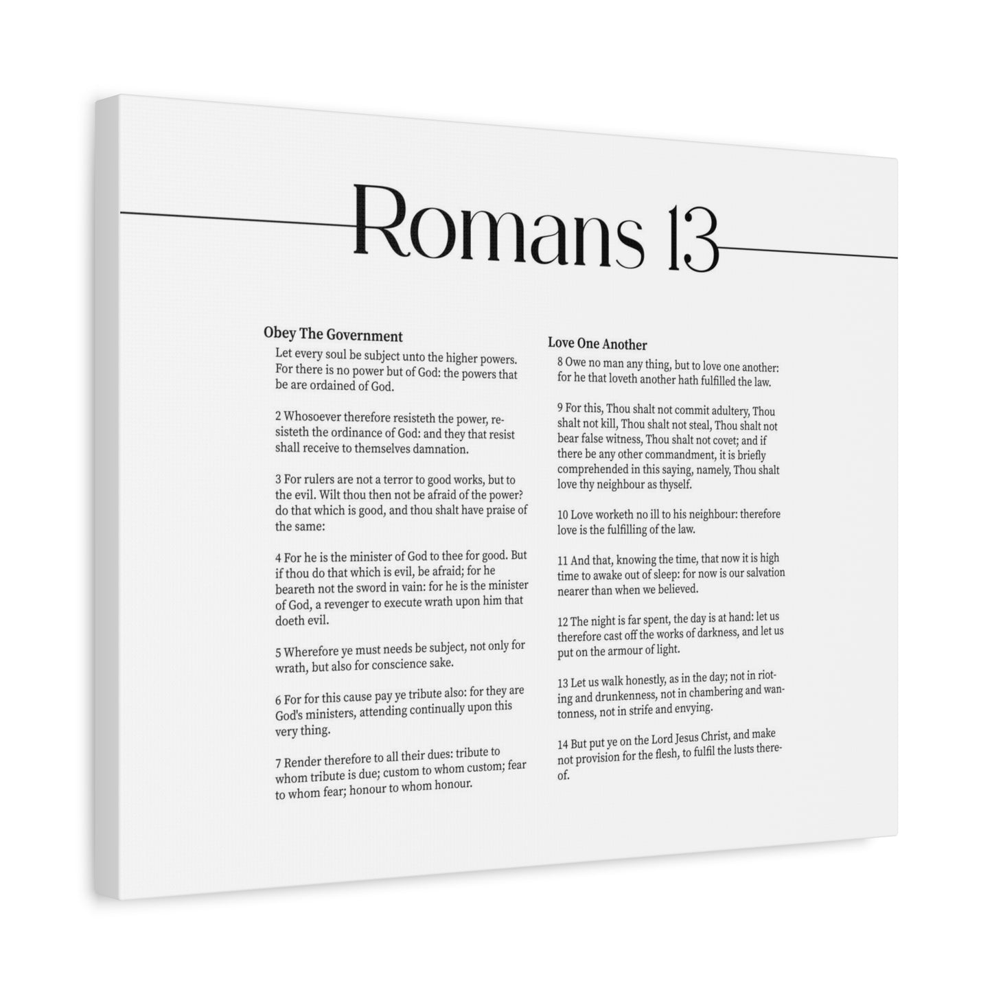 Scripture Canvas Romans 13 Christian Wall Art Print Ready to Hang