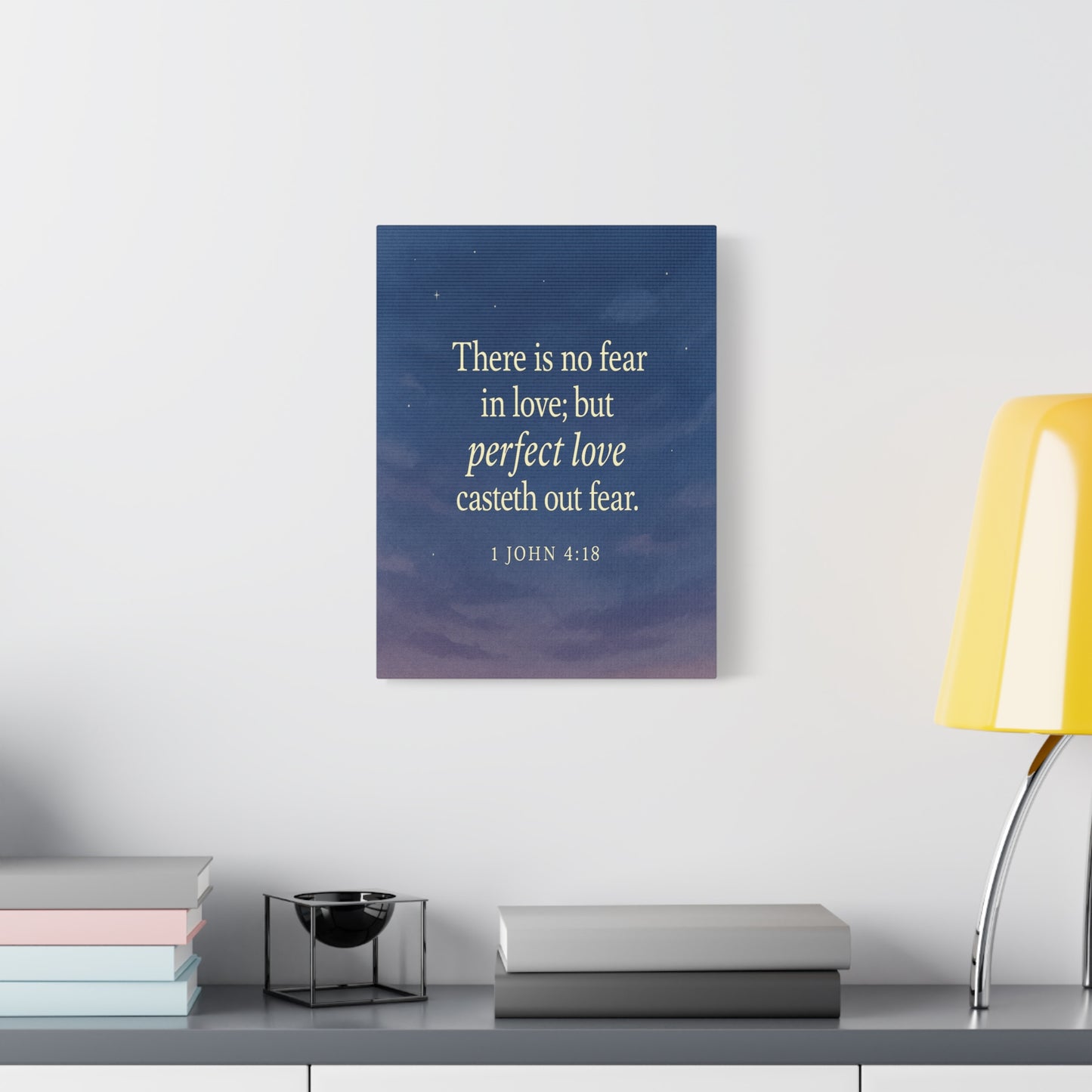 Bible Verse Canvas 1 John 4:18 Christian Home Décor Wall Art Scripture Ready to Hang Faith Print