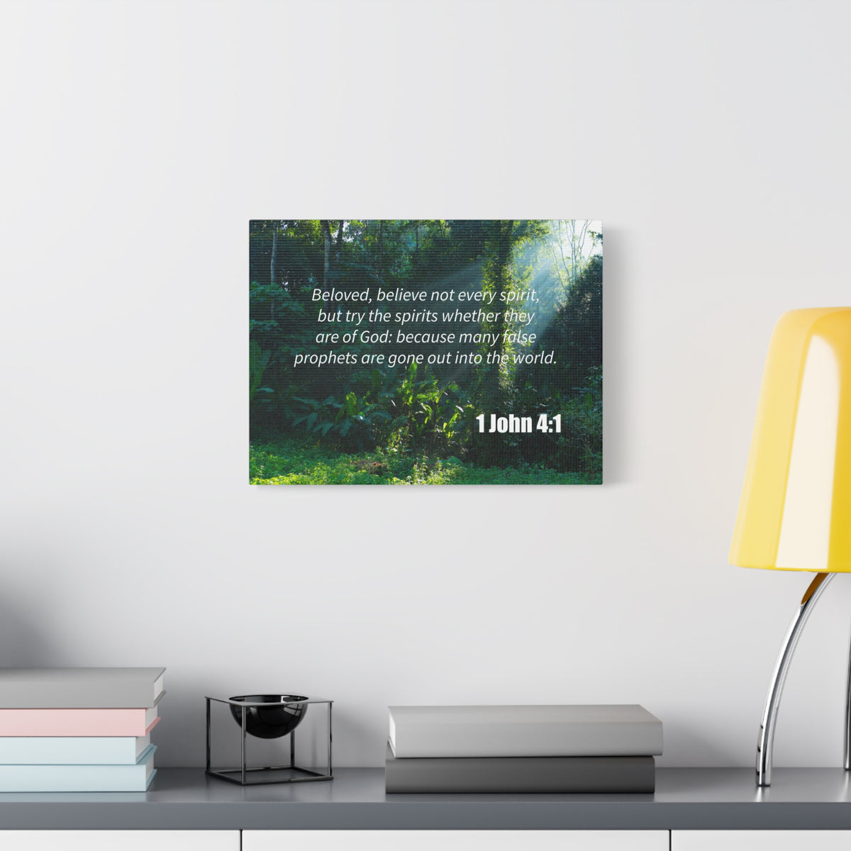 Scripture Canvas False Prophets 1 John 4:1 Christian Wall Art Bible Verse Print Ready to Hang
