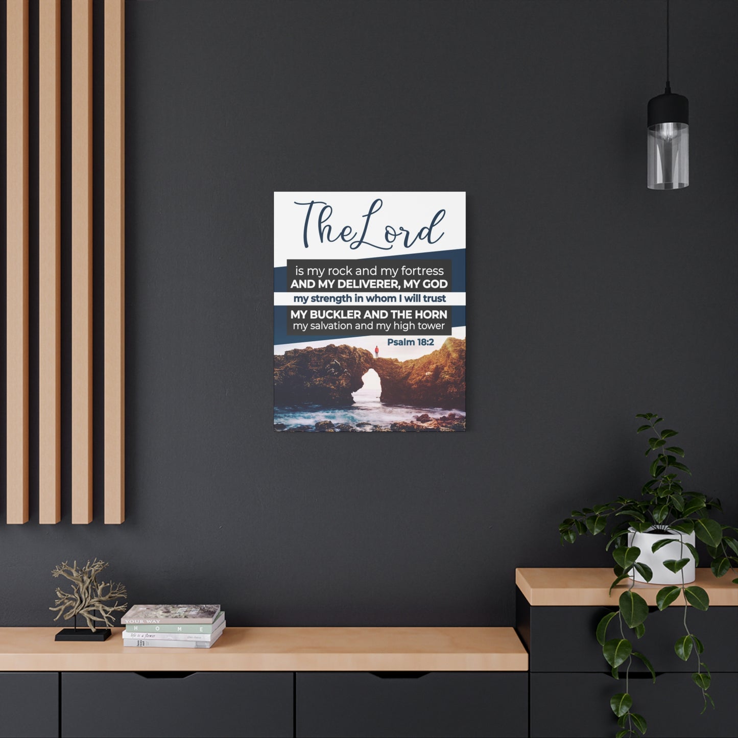 Scripture Canvas The Lord is My Rock Psalm 18:2 KJV Christian Wall Art Bible Verse Print Ready to Hang