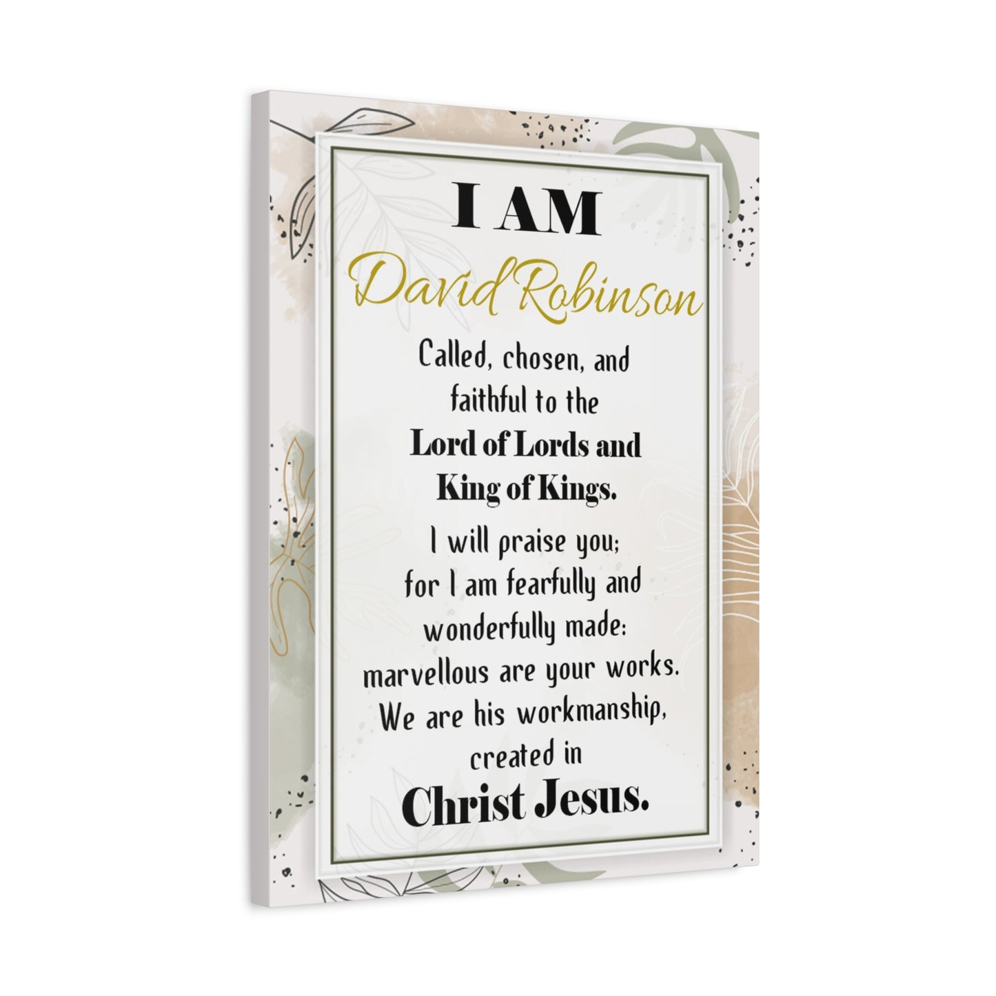 Personalized Called Chosen in Christ's Workmanship Bible Chapter Canvas Christian Wall Art Ready to Hang