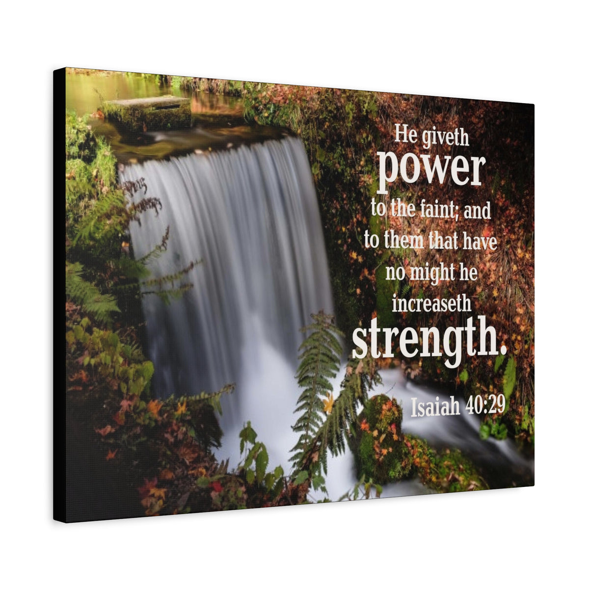 Scripture Canvas He Giveth Power and Strength Isaiah 40:29 Christian Wall Art Bible Verse Print Ready to Hang