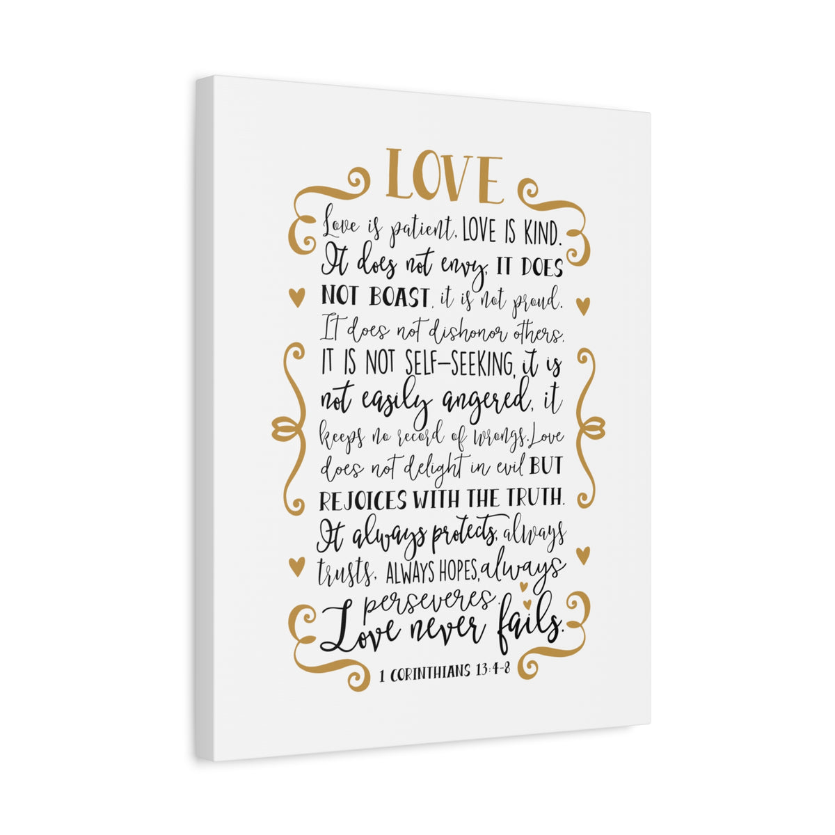 Scripture Canvas Love Is Kind 1 Corinthians 13:4-8 Christian Wall Art Bible Verse Print Ready to Hang
