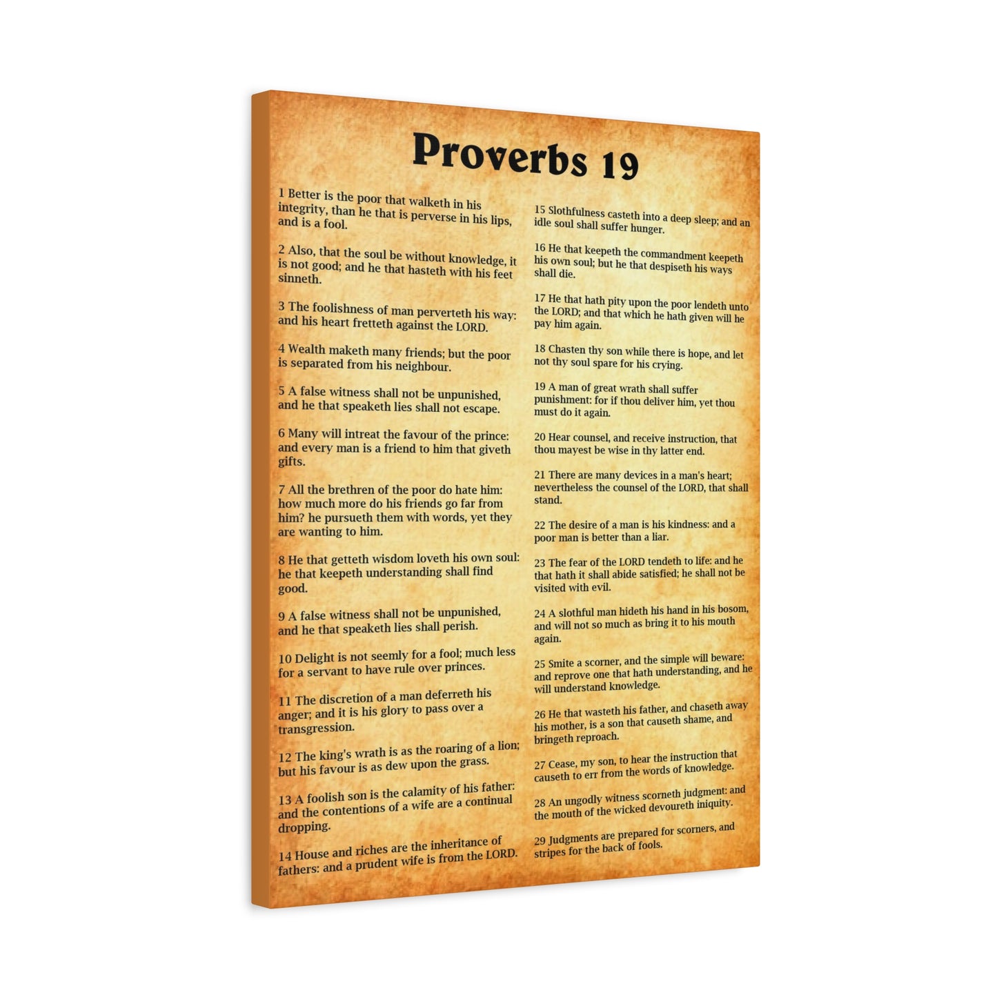 Scripture Walls Proverbs Chapter 19 Gold Bible Canvas Christian Wall Art Ready to Hang Unframed