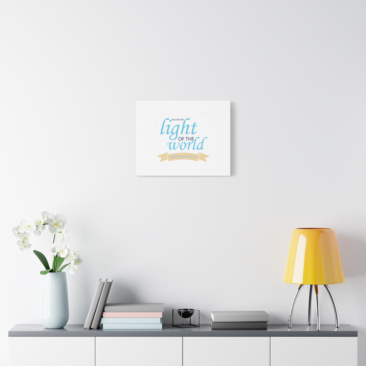 Scripture Canvas Light Of The World Matthew 5:14 Christian Wall Art Bible Verse Print Ready to Hang