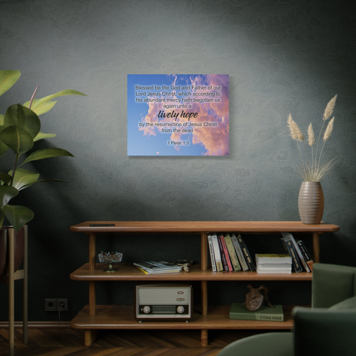 Scripture Canvas Lively Hope 1 Peter 1:3 Christian Wall Art Bible Verse Print Ready to Hang