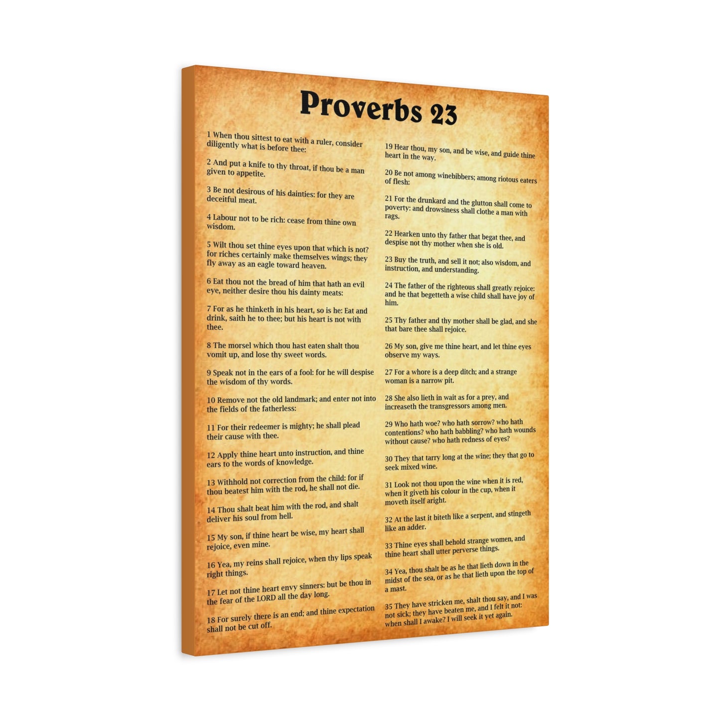 Scripture Walls Proverbs Chapter 23 Gold Bible Canvas Christian Wall Art Ready to Hang Unframed