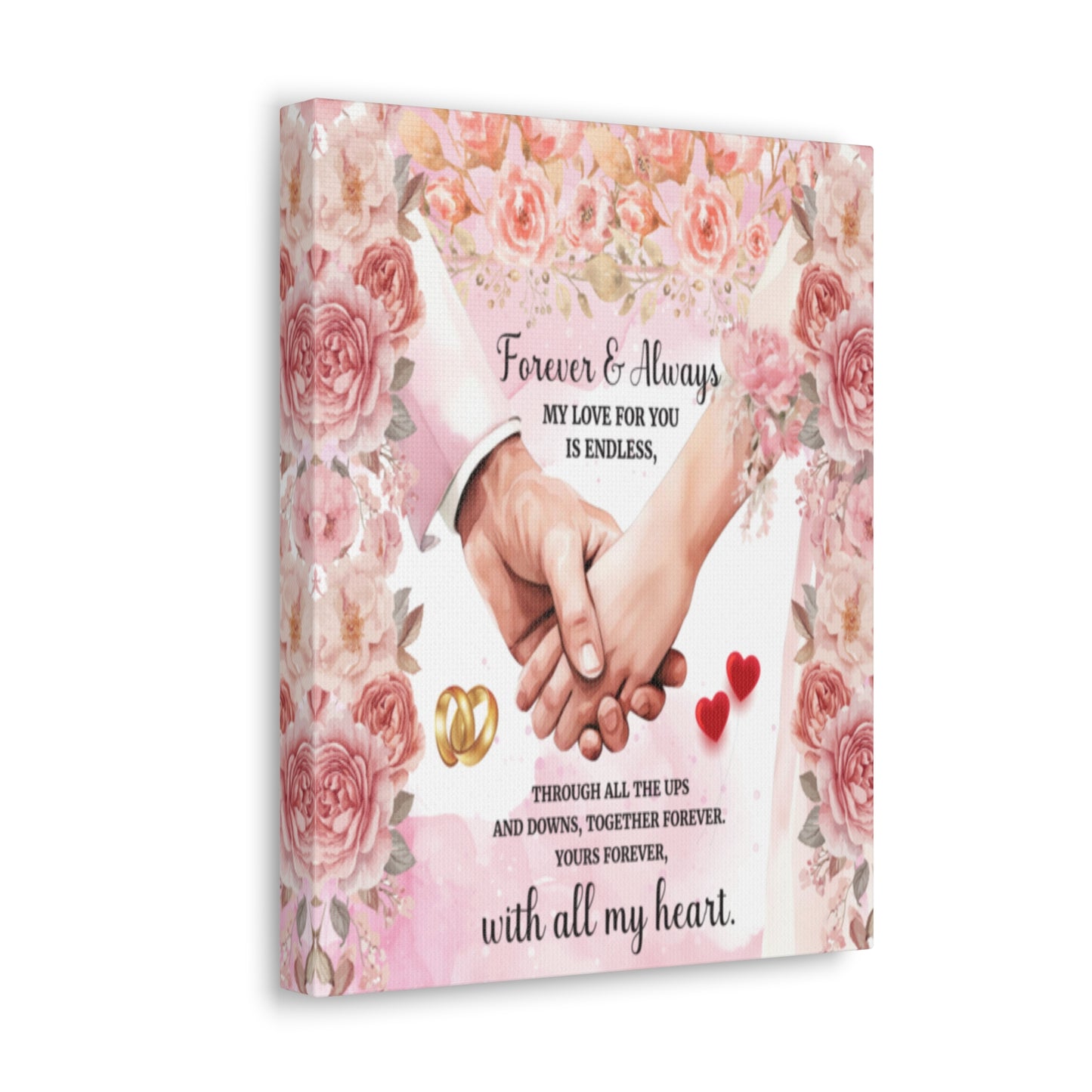 To My Wife Forever & Always Floral Canvas Wall Art – Romantic Wedding & Anniversary Gift