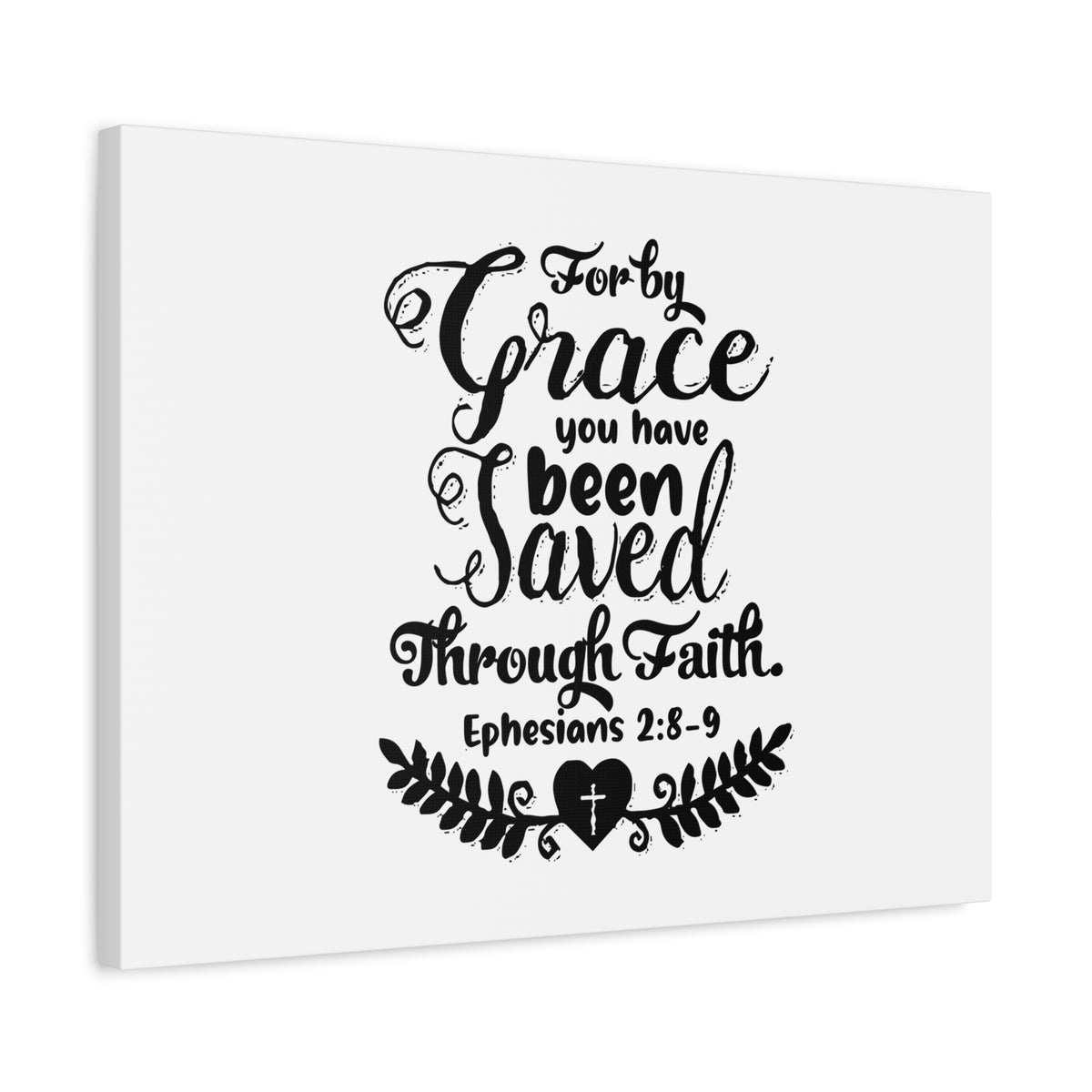 Scripture Canvas For By Grace Ephesians 2:8-9 Christian Wall Art Bible Verse Print Ready to Hang