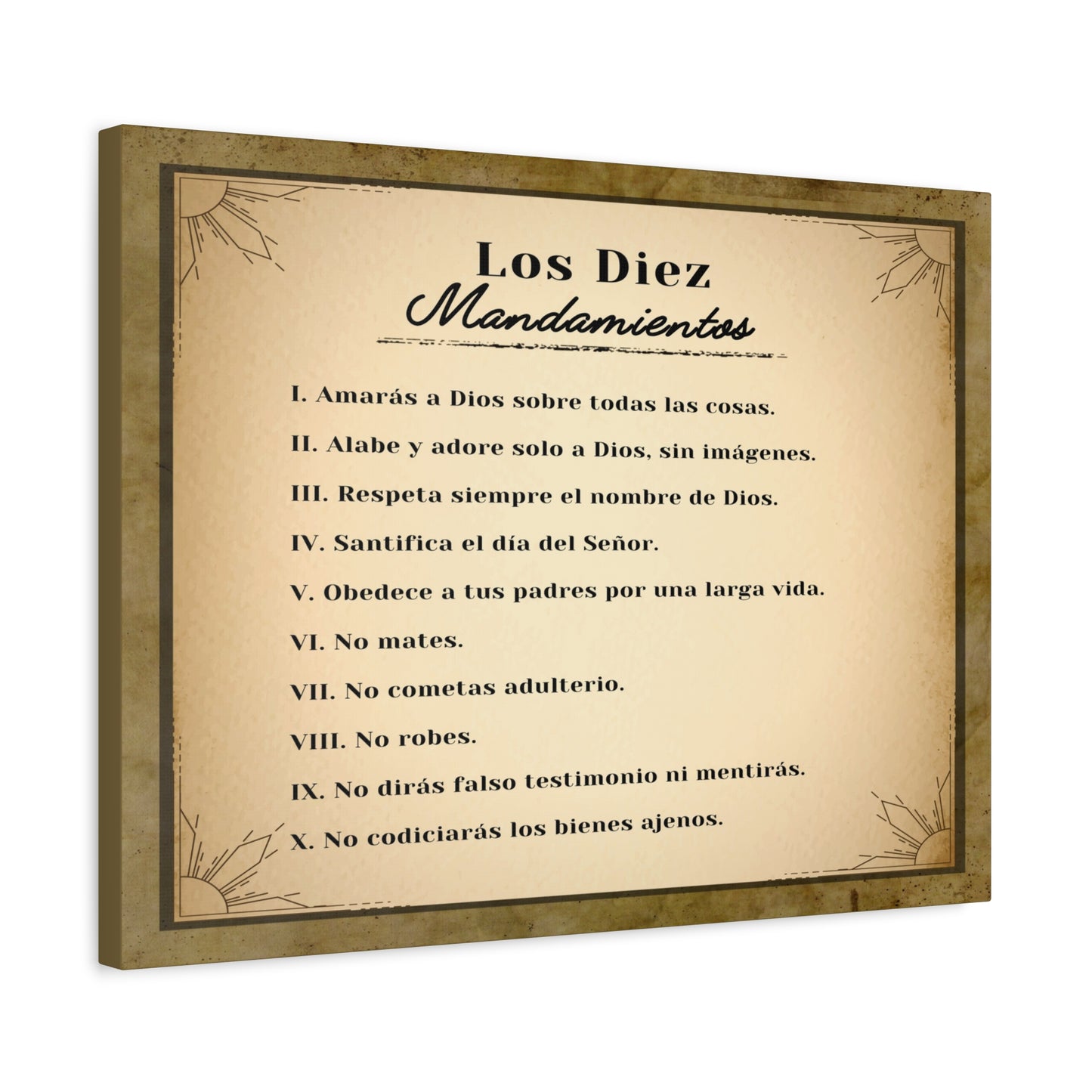 Los Diez Mandamientos 10 Commandments Spanish Christian Wall Art Print Ready to Hang