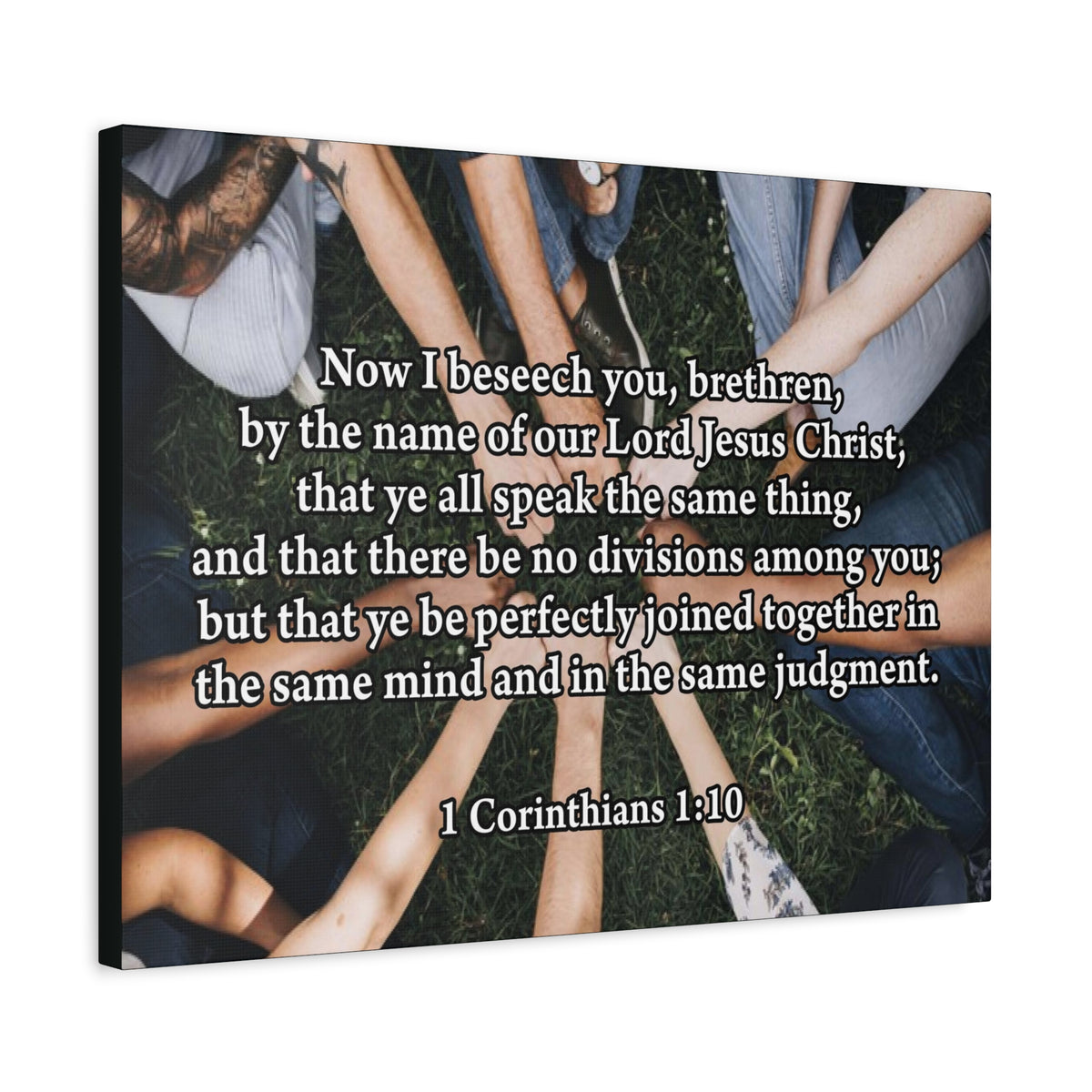 Scripture Canvas Now I Beseech You 1 Corinthians 1:10 Christian Wall Art Bible Verse Print Ready to Hang