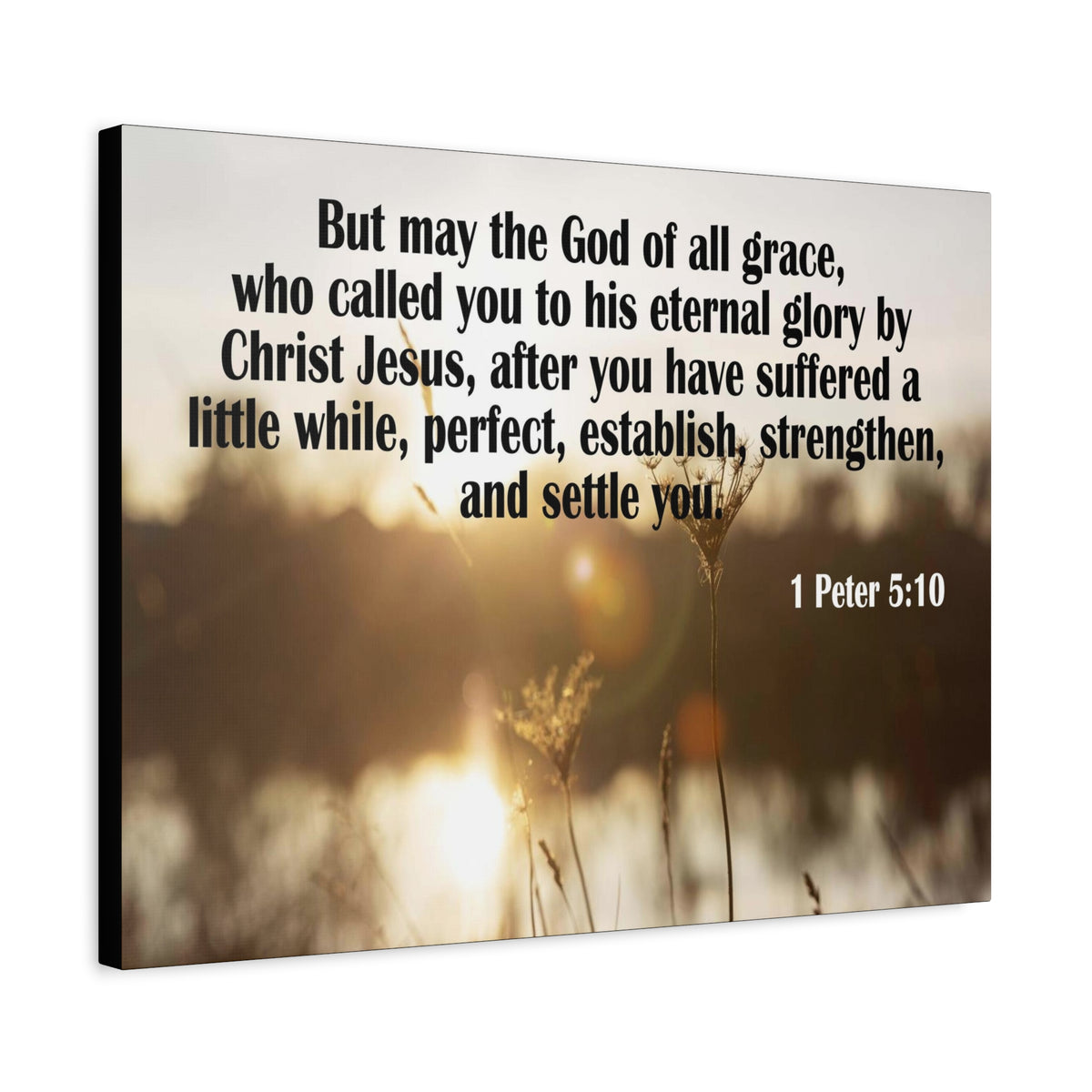 Scripture Canvas God of All Grace 1 Peter 5:10 Christian Wall Art Bible Verse Print Ready to Hang