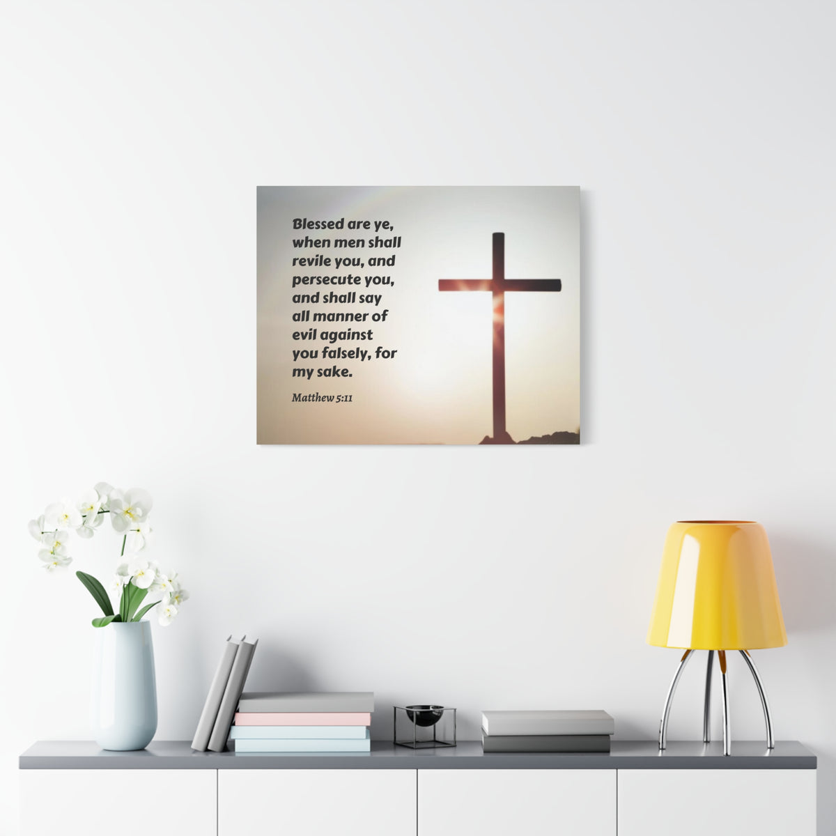 Scripture Canvas All Manner Matthew 5:11 Christian Wall Art Bible Verse Print Ready to Hang