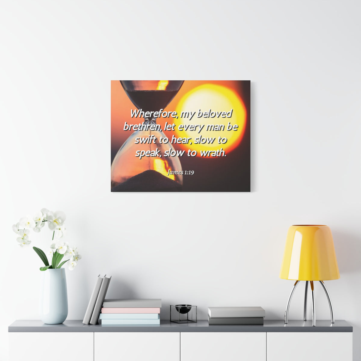 Scripture Canvas My Beloved Brethren James 1:19 Christian Wall Art Bible Verse Print Ready to Hang