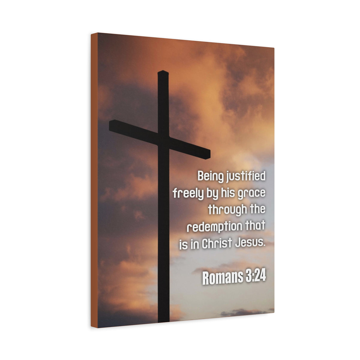 Scripture Canvas Being Justified Romans 3:24 Christian Wall Art Bible Verse Print Ready to Hang