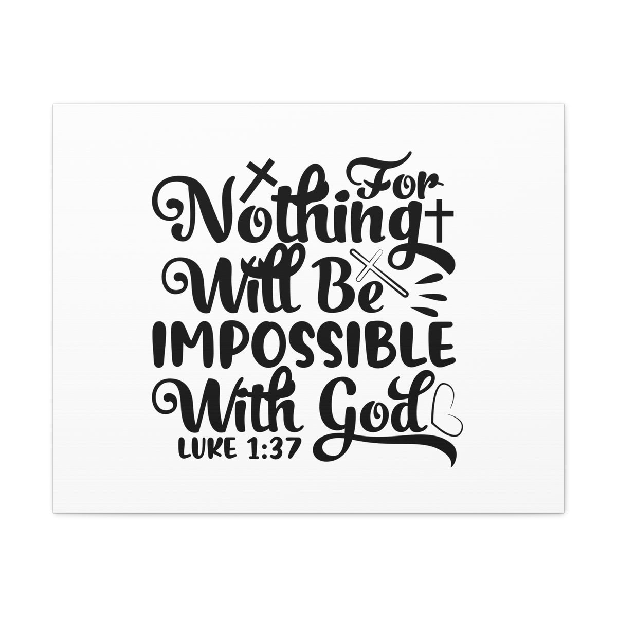 Scripture Canvas For Nothing Will Be Impossible Luke 1:37 Christian Wall Art Bible Verse Print Ready to Hang