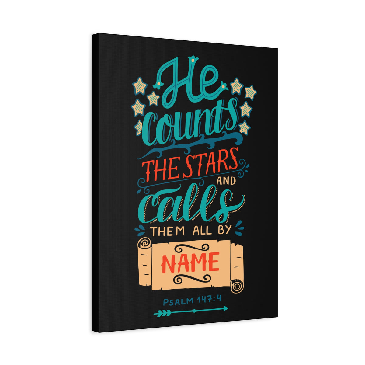 Scripture Canvas He Counts The Stars Psalm 147:4 Christian Wall Art Bible Verse Print Ready to Hang