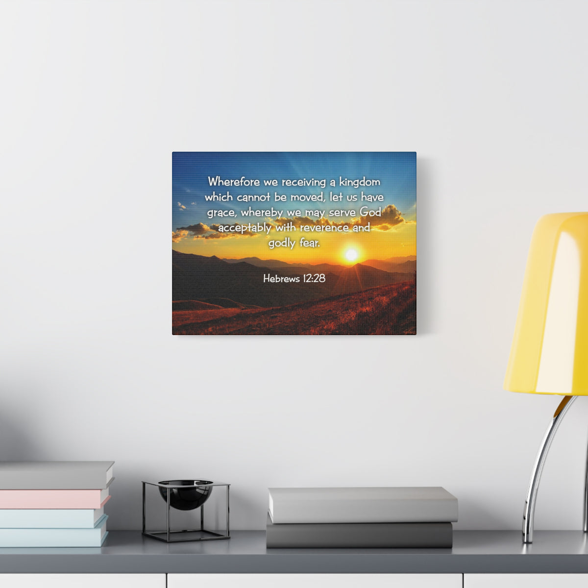 Scripture Canvas Kingdom Hebrews 12:28 KJV Christian Wall Art Bible Verse Print Ready to Hang