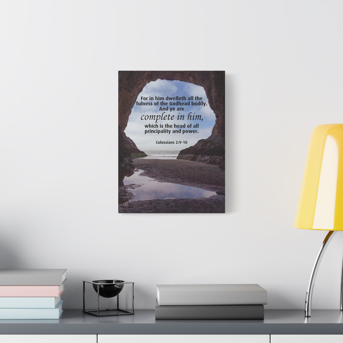 Scripture Canvas Principality and Power Colossians 2:9-10 Christian Wall Art Bible Verse Print Ready to Hang