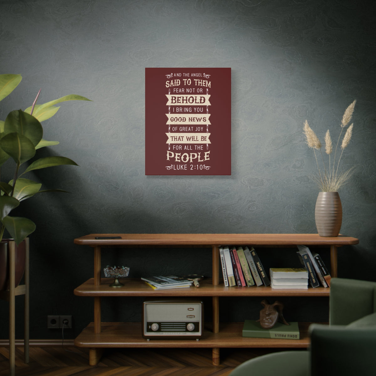 Scripture Canvas Great Joy Luke 2:10 Christian Wall Art Bible Verse Print Ready to Hang