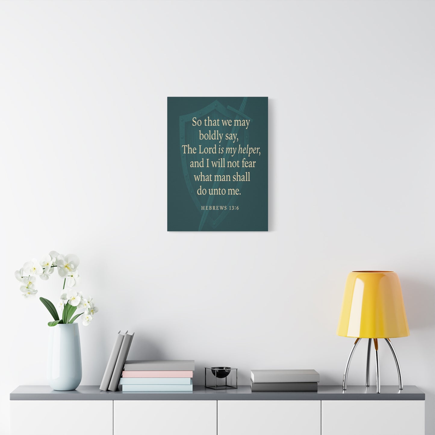 Bible Verse Canvas Hebrews 13:6 Christian Home Décor Wall Art Scripture Ready to Hang Faith Print